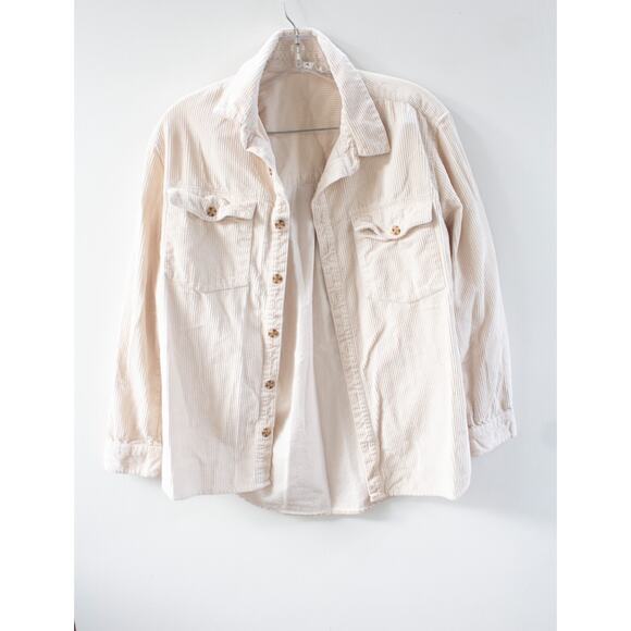 ROXY Corduroy Shacket Long Sleeve Khaki Tan Ribbed Button Sweater  Size XS - Picture 3 of 10